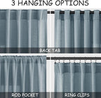 Light Blue Linen Curtains 102 Inches Long Rod Pocket Back Tab Drapes 2 Panels - Image 2
