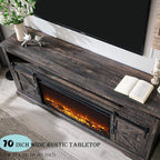 OKD Fireplace TV Stand for 80 Inch TV, Rustic Media Console w/Sliding Barn Door - Image 4