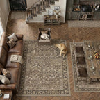 3x8 Brown Vintage Floral Washable Runner Rug - Image 4