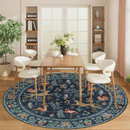 DUKINO 6ft Round Rug for Bedroom, WashableNon Slip Circle Rug, Low Pile - Image 6