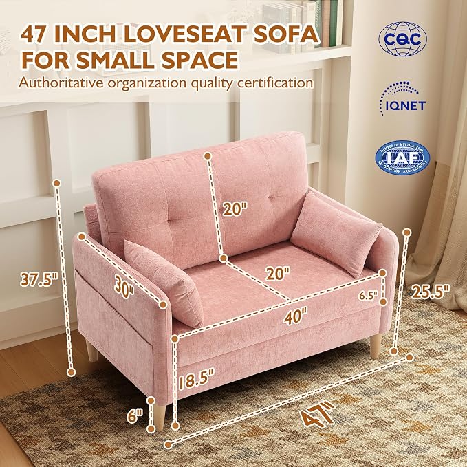 Urhanherry 47" Small Sofa Couch - Image 2