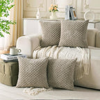 Set of 4 Taupe Decorative Throw Pillow Covers 18x18 Inch Corduroy Pillow Covers by Cozoomy