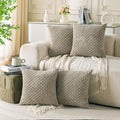 Set of 4 Taupe Decorative Throw Pillow Covers 20x20 Inch Corduroy Pillow Covers by Cozoomy