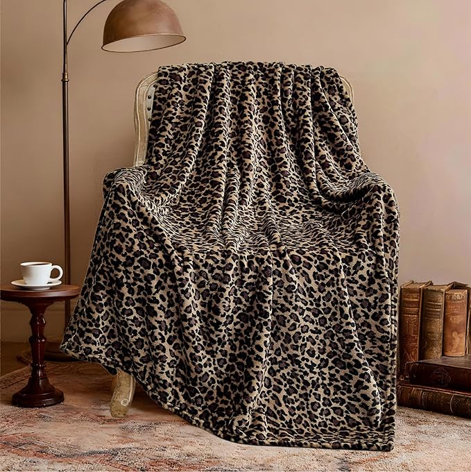 Edenleaf Leopard Print Blanket Fleece Throw by Edenleaf