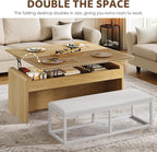 Coffee Table with Bench, 4-in-1 Multi-Function Coffe Table w/Curved Corner - Image 3