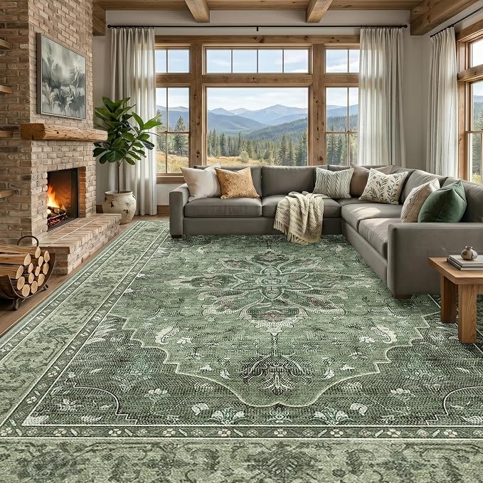 RELEANY Washable Area Rug, Large 10'x14', Water Repellent, Pet Friendly by RELEANY