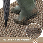 BEQHAUSE Dirt Trapper Door Mat 36" x 60" Half Circle Non Slip Rugs, Taupe | - Image 4