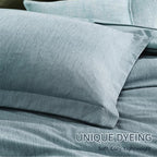 Monbix King Size Comforter Set, 7 Pieces Dusty Blue Cationic Dyeing Bed in a - Image 6