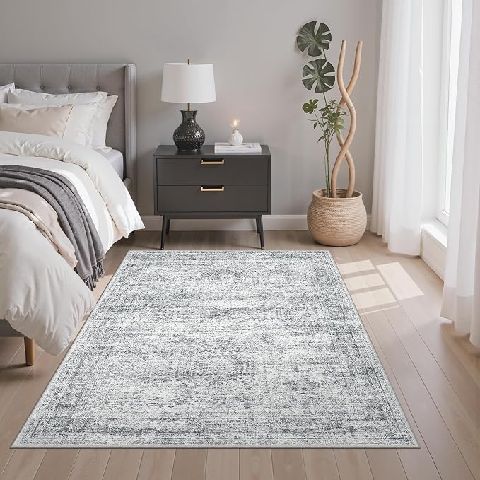 Soalmost 4x6 Area Rug for Living Room, Washable Rugs Non-Slip, Thin Foldable - Image 3