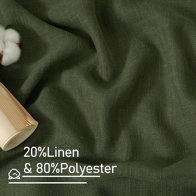 Semi Sheer Linen Curtains 48 Inch Length, Light Filtering Panels Bronze Grommet - Image 3