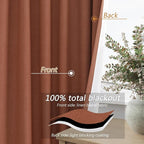 Terracotta 100% Blackout Linen Curtains 102 Inch Length 2 Panels Set Fall - Image 5