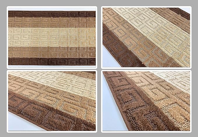 Custom Length Hallway Runner Rug, Slip Resistant, Meander Brown, 26 Inch X 29 - Image 6