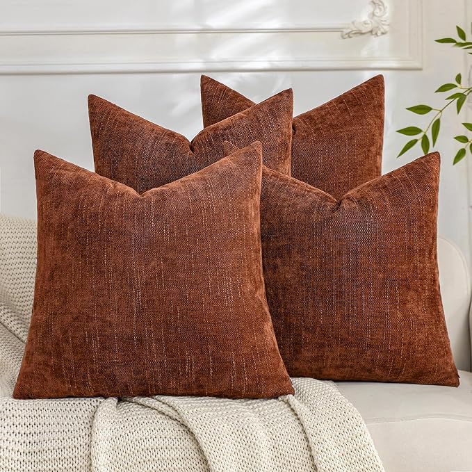 Set of 4 Soft Textured Decorative Throw Pillow Covers 18x18 Inch Cozy Farmhouse by Cozoomy