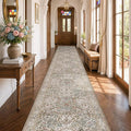Vintage Moss Green 3x20 Extra Long Runner Rug by HazoHaus