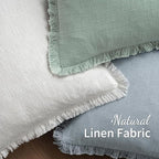 MIULEE Boho Linen Fringe Decorative Throw Pillow Covers Sky Blue 18x18 | Set of - Image 4