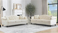 79" 2 Piece 3-Seater Velvet Chesterfield Sofa by Unknown