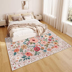 DUKINO 9x12 Area Rug for Living Room, Floral Washable Rug Non Slip, Low Pile - Image 7