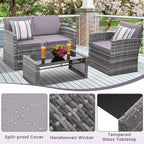 KROFEM 4-Piece Patio Furniture Set, Wicker Outdoor Rattan Sectional Sofa - Image 5