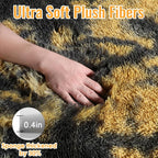 Black and Yellow Bedroom Rugs 4x6 Ft, Fluffy Modern Living Room Area Rug | - Image 7