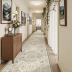 Madane Hallway Runner Rug 3x18 Washable Kitchen Runners 18ft, Ivory/Brown | - Image 4