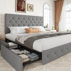 Allewie Upholstered King Size Platform Bed Frame by Allewie