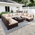 UPHA 9 Pieces Patio Furniture Sets, Wicker Outdoor Sectional Sofa Couch by UPHA