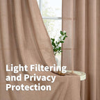 Mocha Brown Linen Semi Sheer Curtains 42X63 Inch Length - Image 3