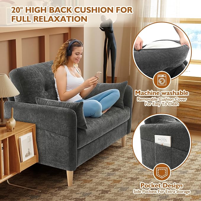 Urhanherry 47" Small Sofa Couch - Image 4