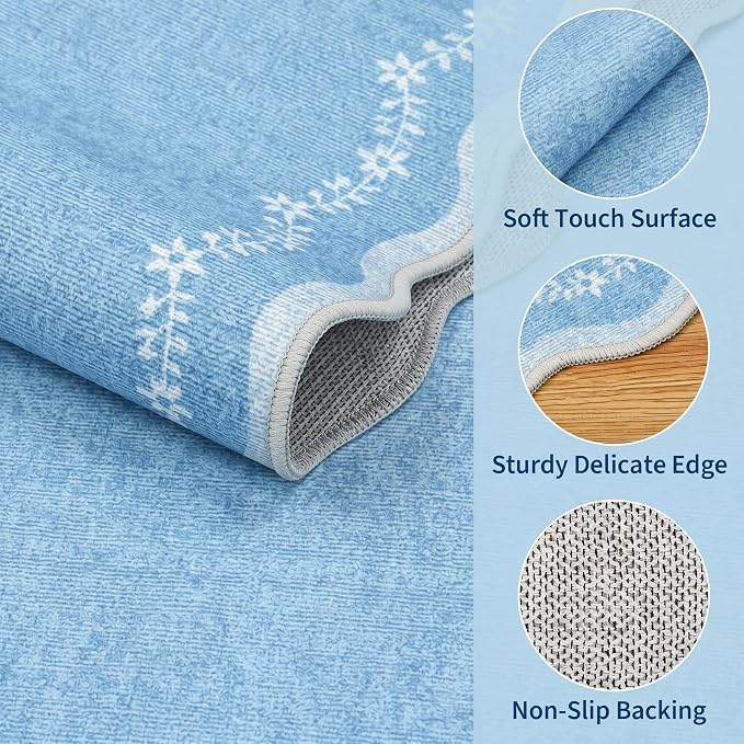 GarveeHome 2x6 Scalloped Washable Runner Rug Non Slip Hallway Kitchen Rug | - Image 4