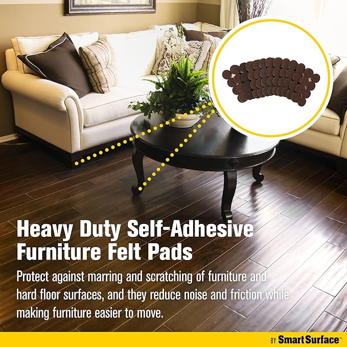 Smart Surface 8827 Heavy Duty Self Adhesive Furniture Felt Pads 1-Inch Round - Image 5