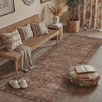 3x10 Brick Red Vintage Floral Washable Runner Rug - Image 3
