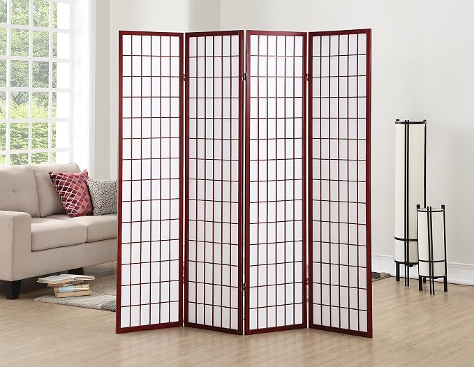 Roundhill Furniture Oriental Shoji 4 Panel Screen Room Divider by RoundhillFurniture