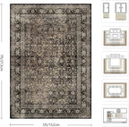 5x7 Area Rugs - Washable Vintage Retro Living Room Rug, Soft Ultra Thin Non - Image 2