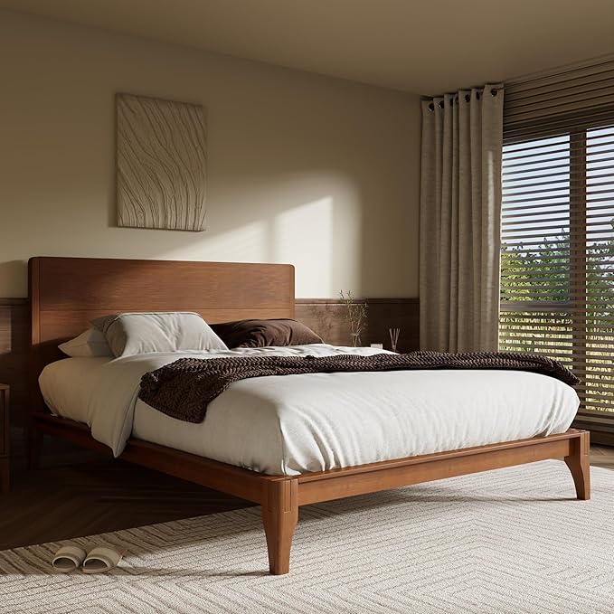 Merax Full Size Bamboo Platform Bed, Mid-Century Modern Bed Frame - Image 3