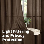 YoungsTex Brown Linen Curtains 40 Inch Length, Short Drapes Light Filtering - Image 4