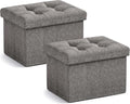 Ornavo Home Small Storage Ottoman, Foldable Collapsible Rectangle Linen Ottoman by OrnavoHome