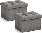 Ornavo Home Small Storage Ottoman, Foldable Collapsible Rectangle Linen Ottoman by OrnavoHome