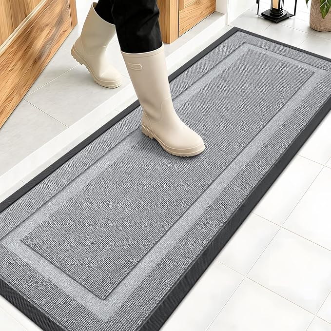 OLANLY Front Door Mat Outside 47x17, All-Season Heavy-Duty Rubber Doormat | Ash by OLANLY