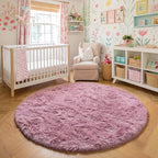 Amdrebio Mauve Pink Big Round Fuzzy Rug 6Ft - Image 6