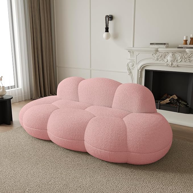 JACH 3 Seater Cloud Sofa for Living Room, Modern Sherpa Upholstered Sofa - Image 5