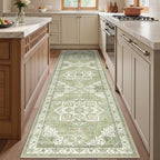 Runner Rug 2x8 Runners for Hallways Washable Rugs, Light Green | Vintage - Image 3