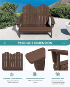 SERWALL Folding Adirondack Bench, HDPE All-Weather Adirondack Loveseat - Image 7