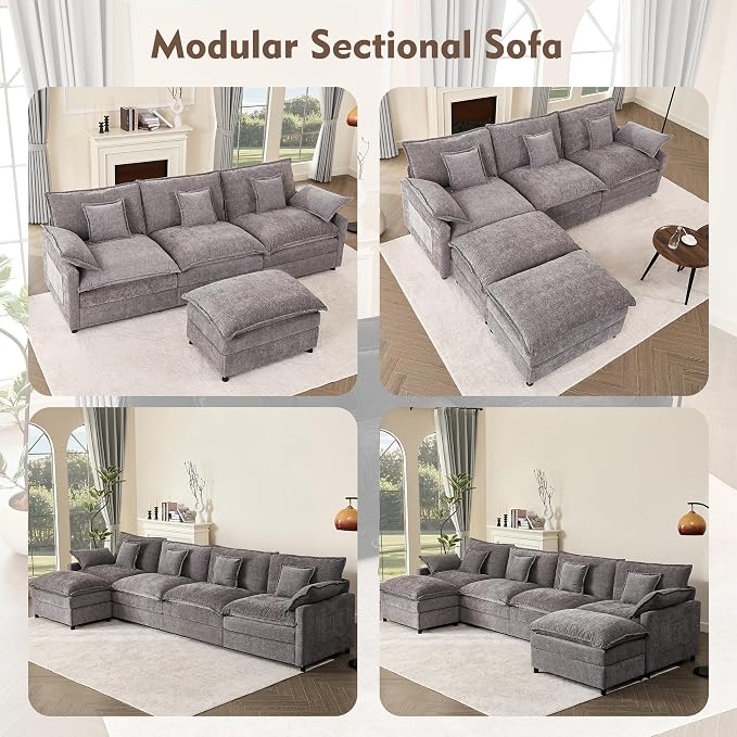 GOSUHI 108" U Shaped Couch, Modular Sectional Sofa, 3-Seater Comfy Cloud Couch - Image 8