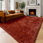 Amdrebio Terracotta Rustic Furry Big Area Rug 6x9 - Image 5