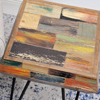 Multicolor Square Wood Drum Side Table 14" x 14" x 20" H Reclaimed Wooden - Image 5