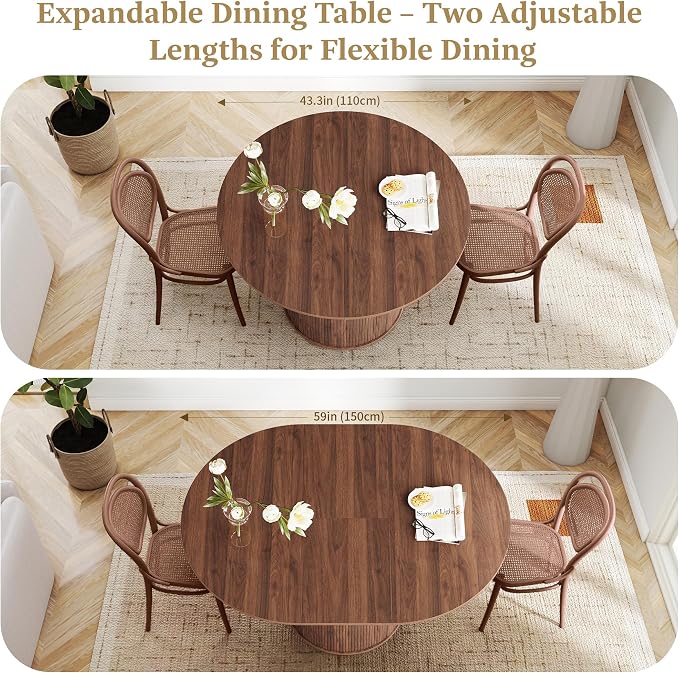 weselon 43"-59" Extendable Round to Oval Dining Table - Image 3