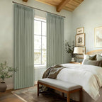 96 Inch Sage Green Linen Pinch Pleated Light Filtering Curtains 2 Panels | - Image 8