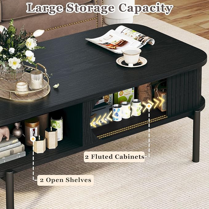 Coffee Table, 39.4" Mid Century Modern Coffee Tables - Image 4