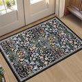 PLHXFR 2x3 Small Entryway Rug: Floral Washable Indoor Carpet Dark Black | by PLHXFRSoftAreaRugs