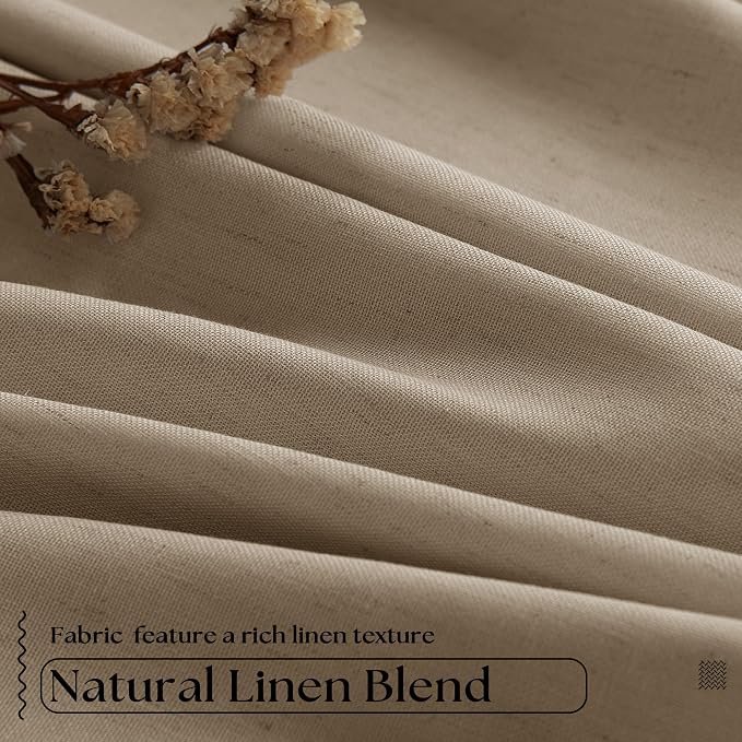 Light Brown Pleated Linen Blackout Curtains 102 Inches Long - Image 5
